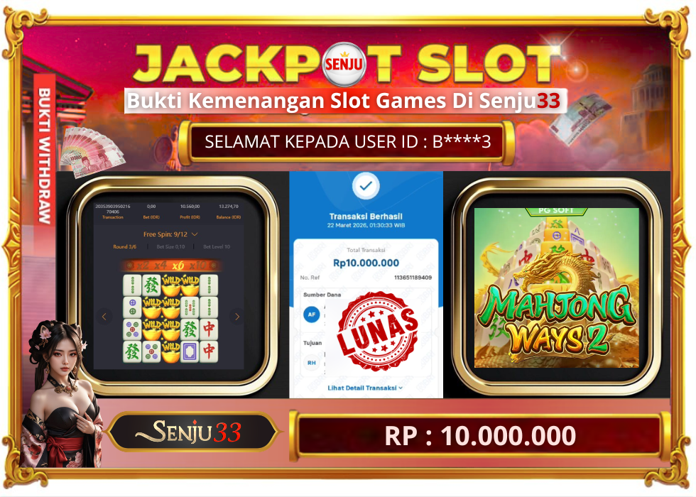 🎰 SENJU33 JACKPOT SLOT Rp. 10.000.000 LUNAS 🎉