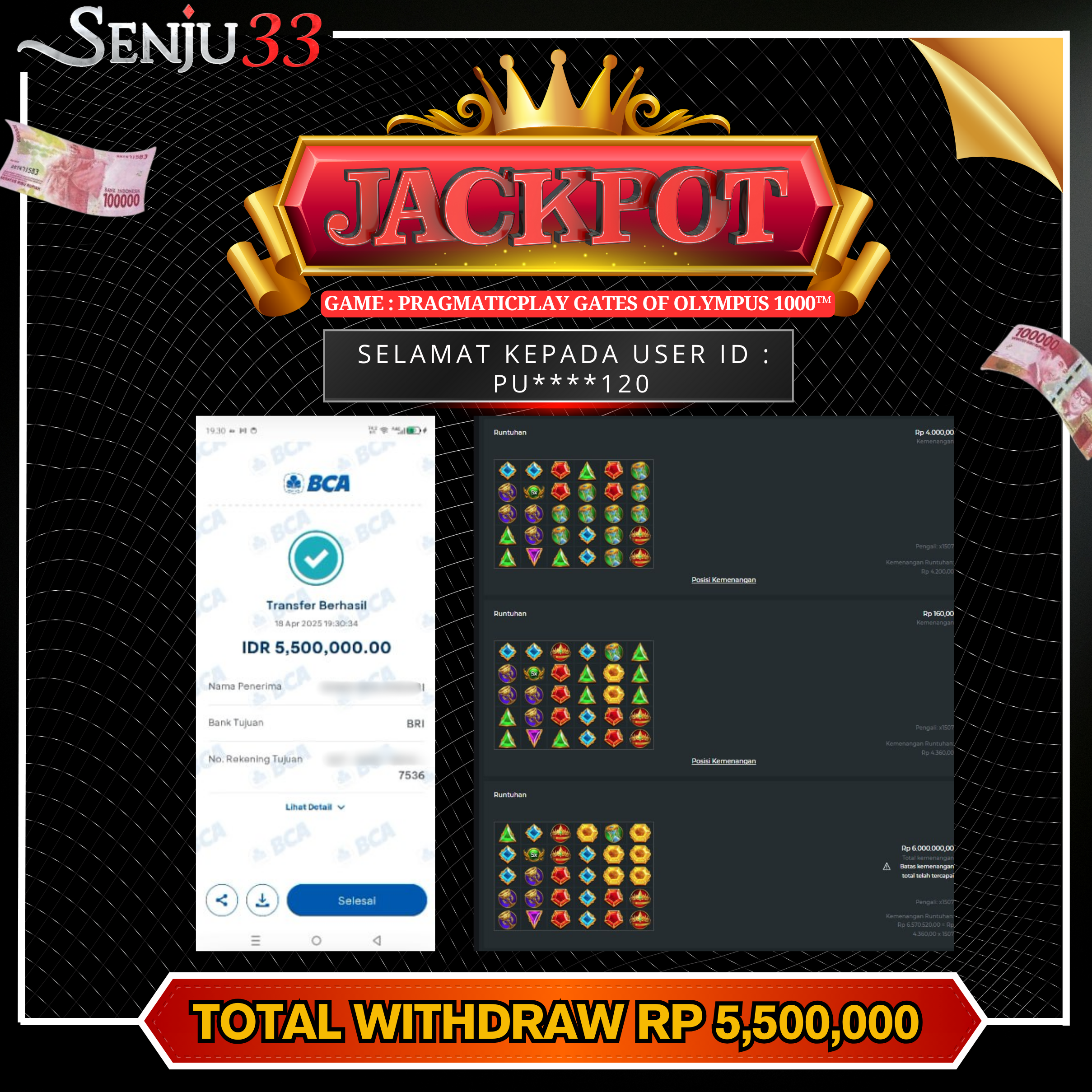🎰 SENJU33 JACKPOT SLOT Rp. 5.500.000 LUNAS 🎉