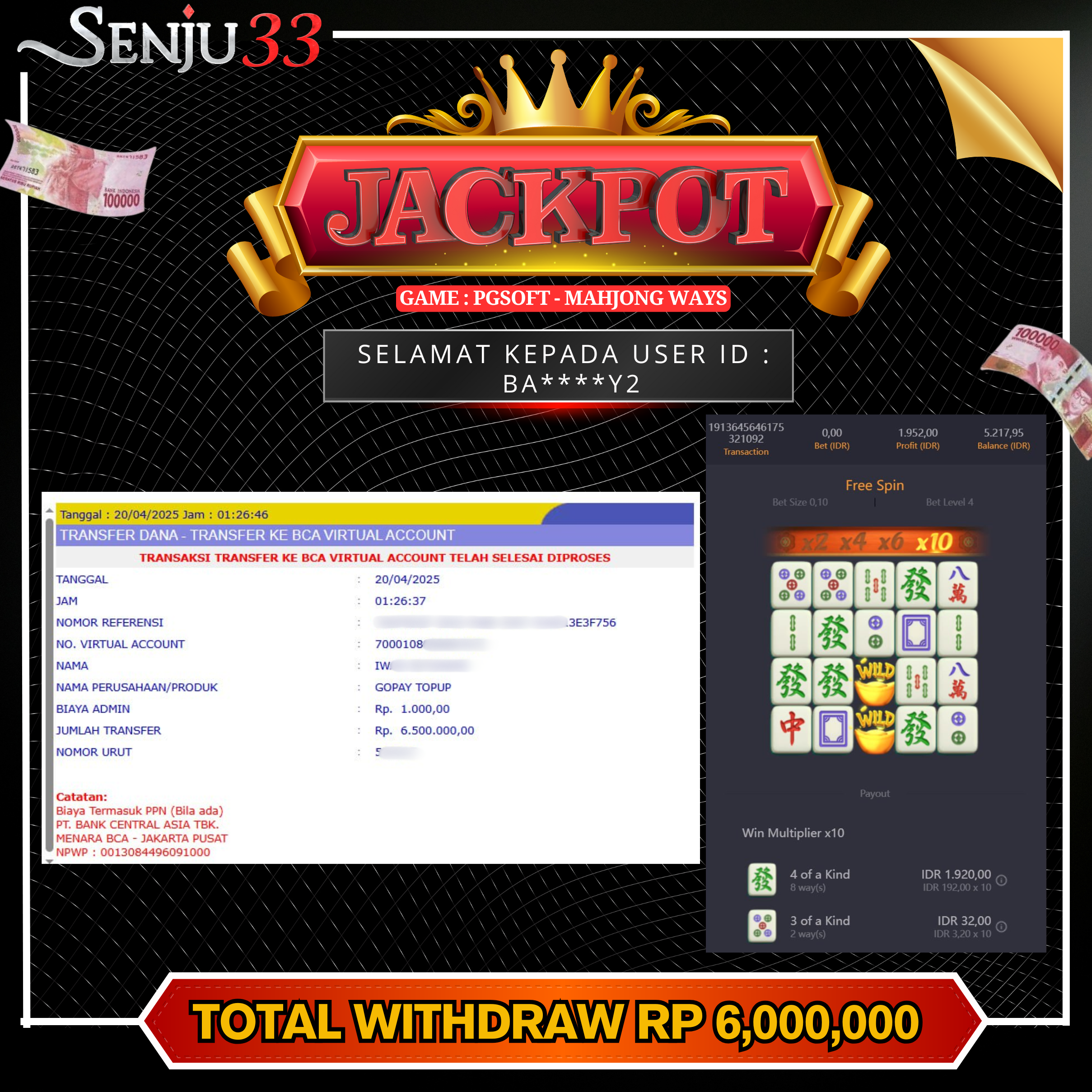 🎰 SENJU33 JACKPOT SLOT Rp. 6.000.000 LUNAS 🎉