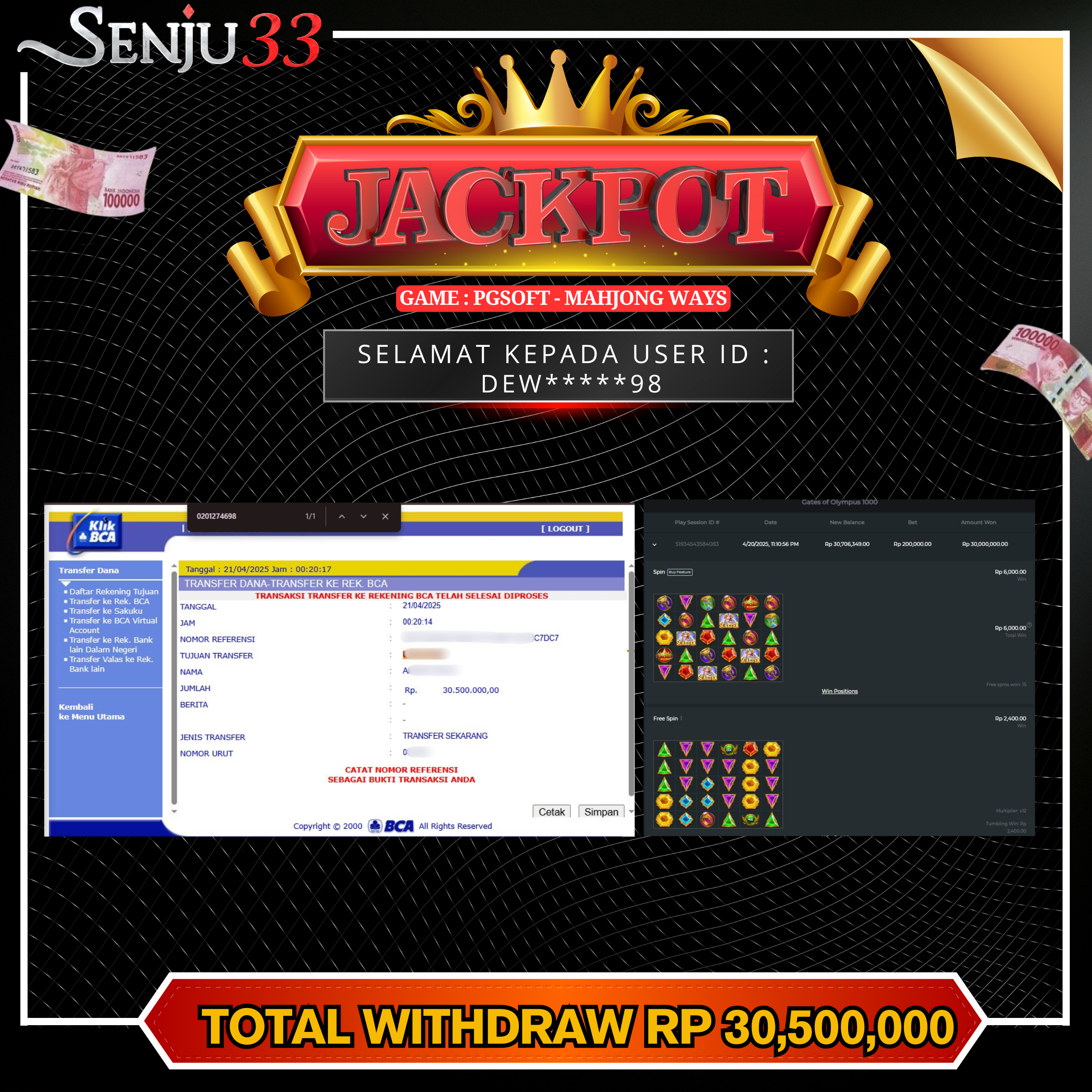🎰 SENJU33 JACKPOT SLOT Rp. 30.500.000 LUNAS 🎉