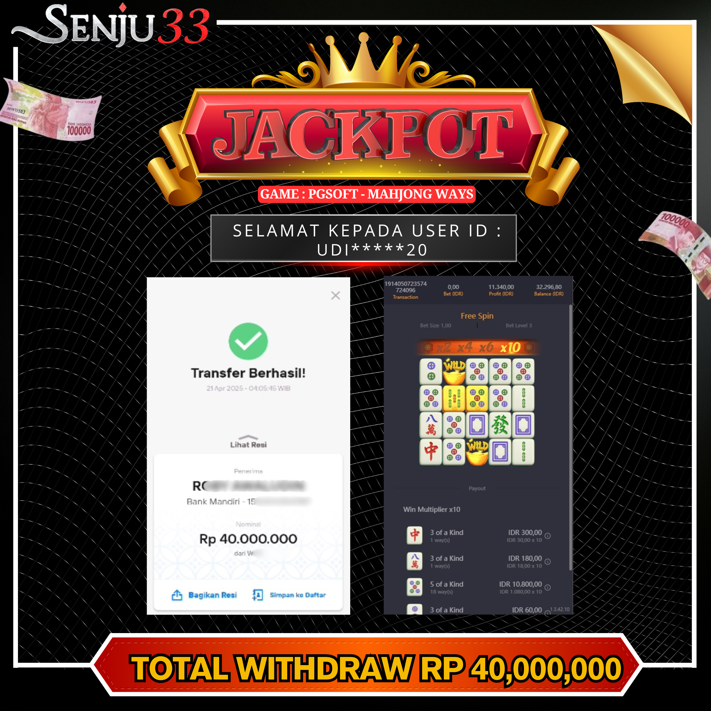 🎰 SENJU33 JACKPOT SLOT Rp. 40.000.000 LUNAS 🎉