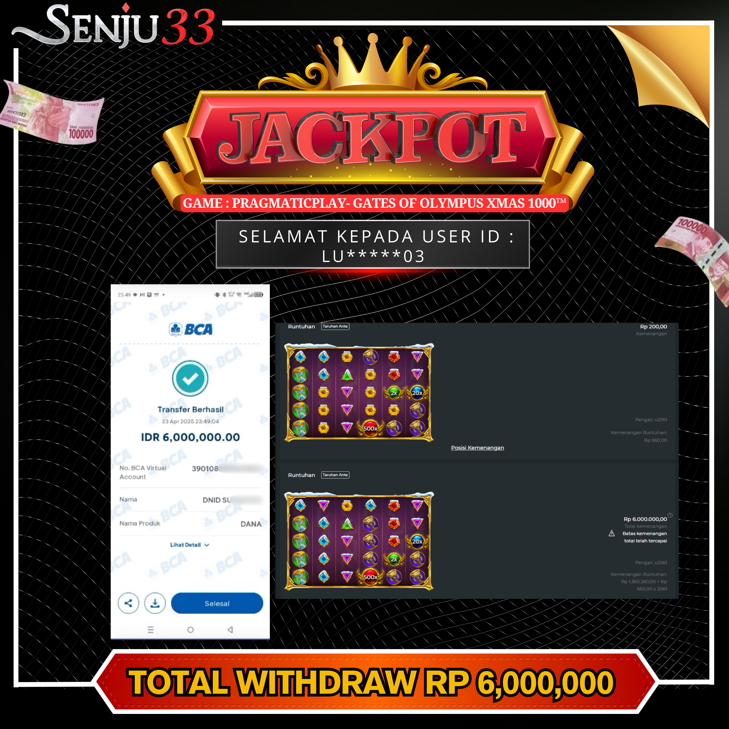 🎰 SENJU33 JACKPOT SLOT Rp. 6.000.000 LUNAS 🎉