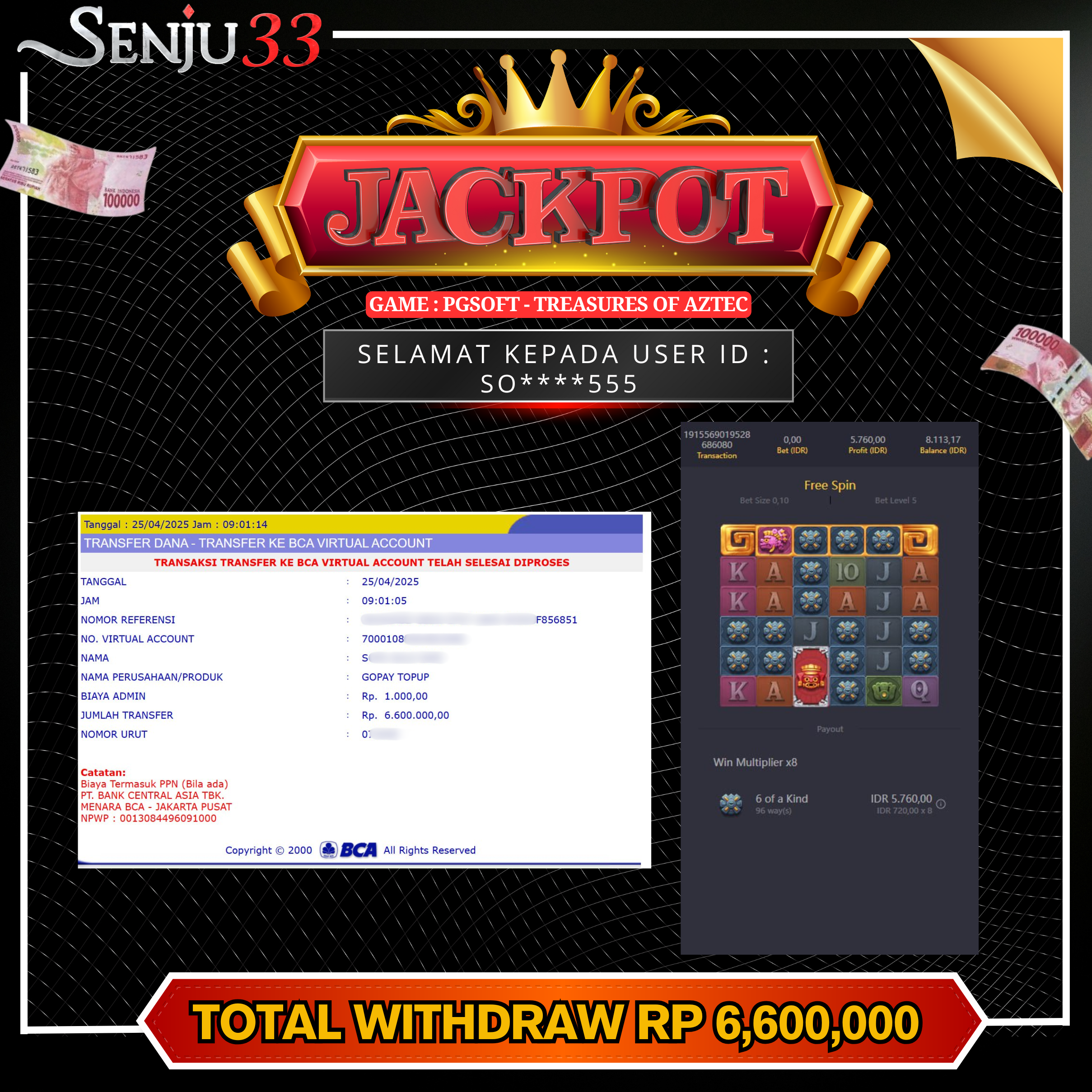 🎰 SENJU33 JACKPOT SLOT Rp. 6.600.000 LUNAS 🎉