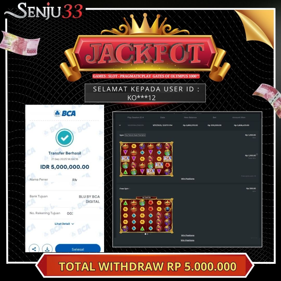 🎰 SENJU33 JACKPOT SLOT Rp. 5.000.000 LUNAS 🎉