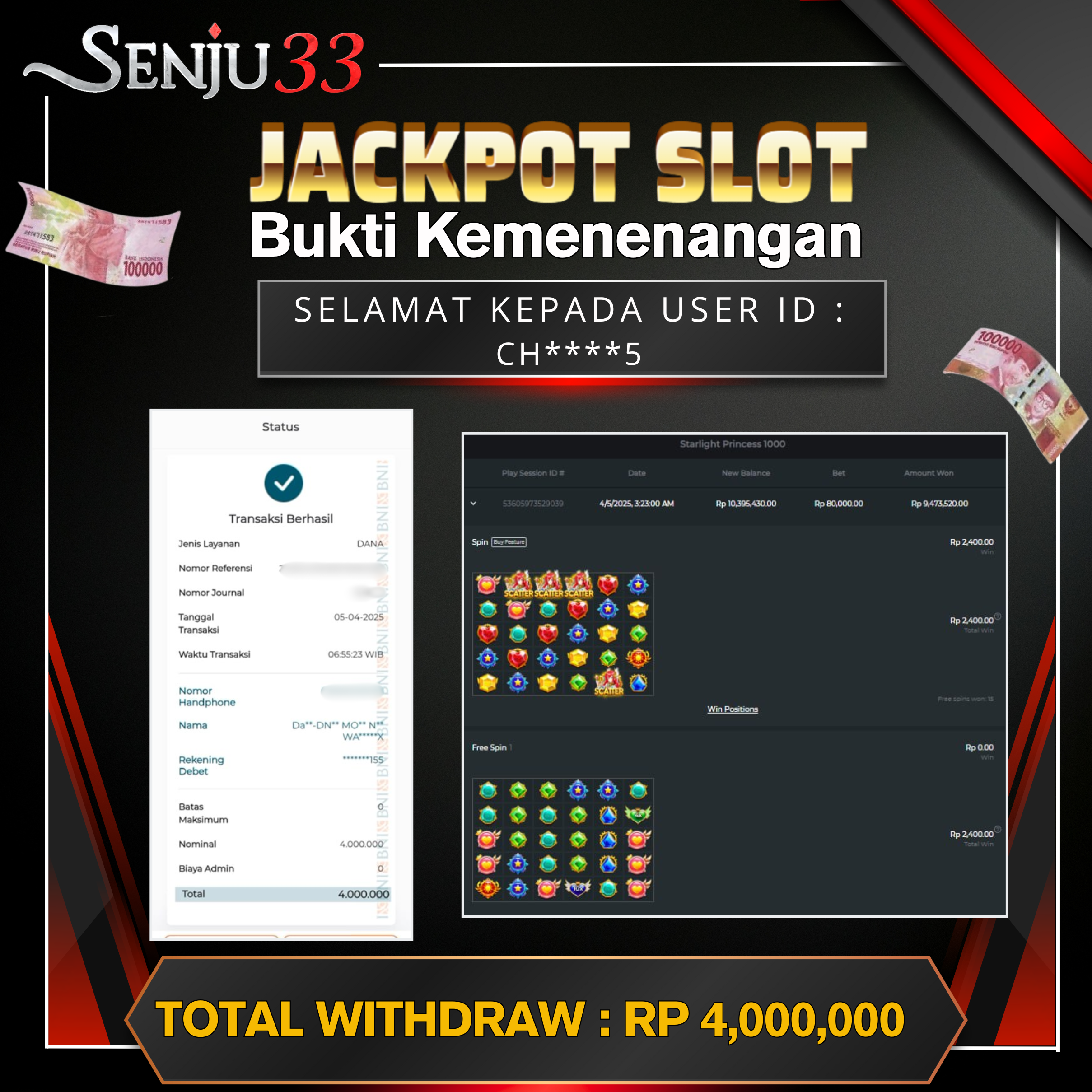 🎰 SENJU33 JACKPOT SLOT Rp. 4.000.000 LUNAS 🎉