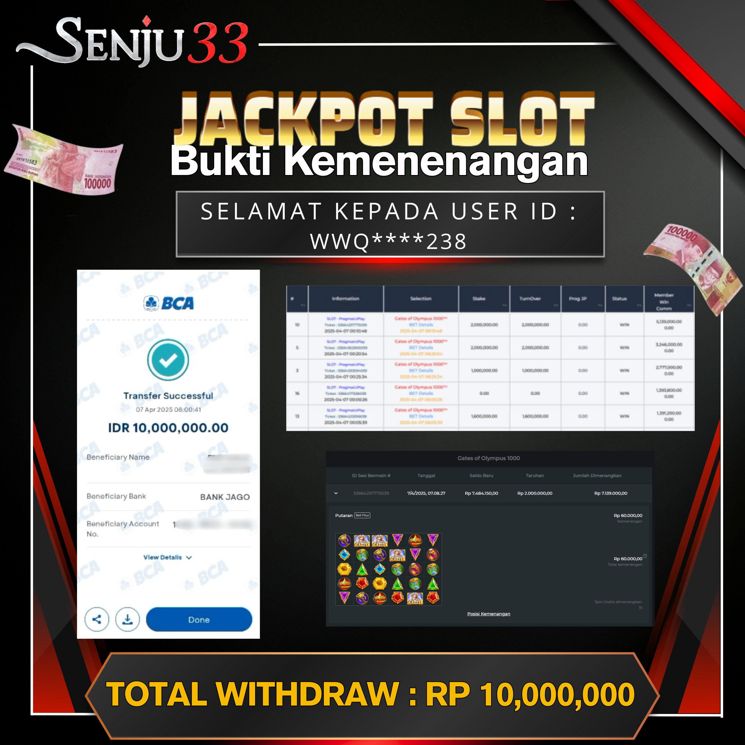 🎰 SENJU33 JACKPOT SLOT Rp. 10.000.000 LUNAS 🎉