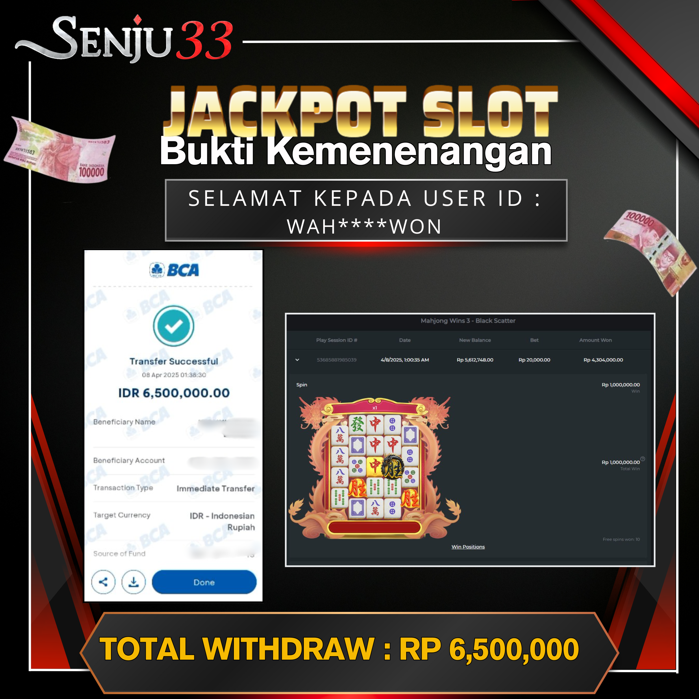 🎰 SENJU33 JACKPOT SLOT Rp. 6.500.000 LUNAS 🎉