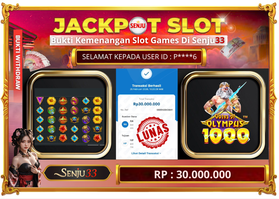 🎰 SENJU33 JACKPOT SLOT Rp. 30.000.000 LUNAS 🎉