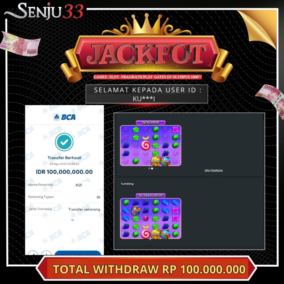 🎰 SENJU33 JACKPOT SLOT Rp. 100.000.000 LUNAS 🎉