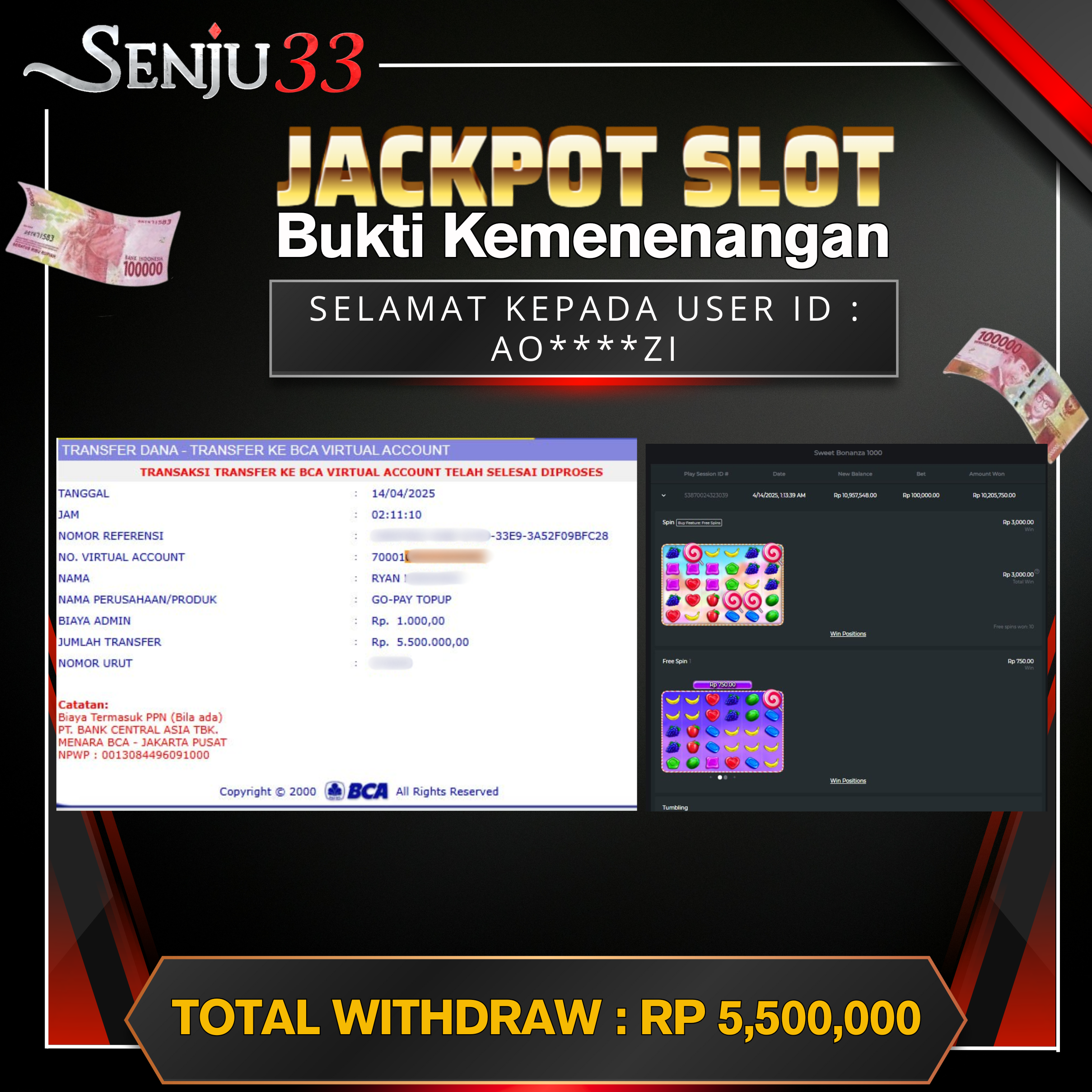 🎰 SENJU33 JACKPOT SLOT Rp. 5.500.000 LUNAS 🎉