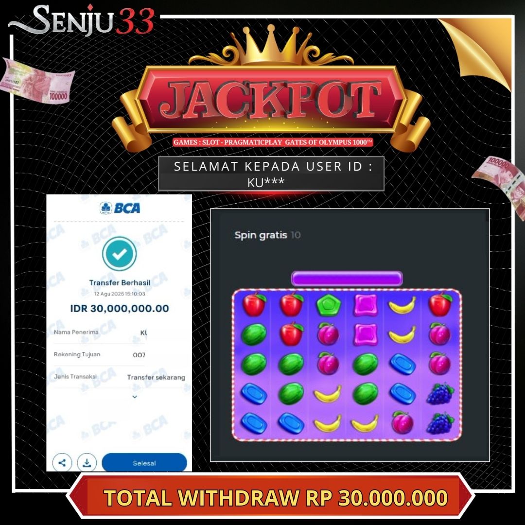 🎰 SENJU33 JACKPOT SLOT Rp. 30.000.000 LUNAS 🎉