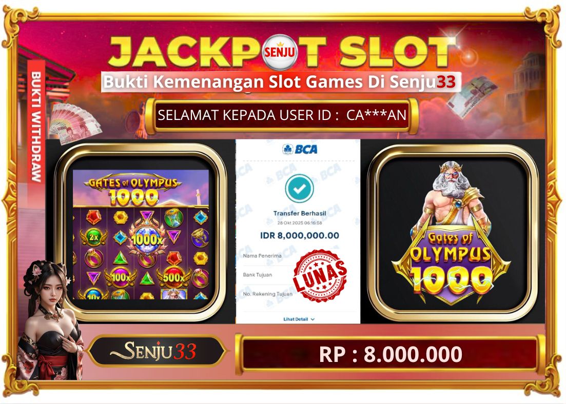 🎰 SENJU33 JACKPOT SLOT Rp. 8.000.000 LUNAS 🎉