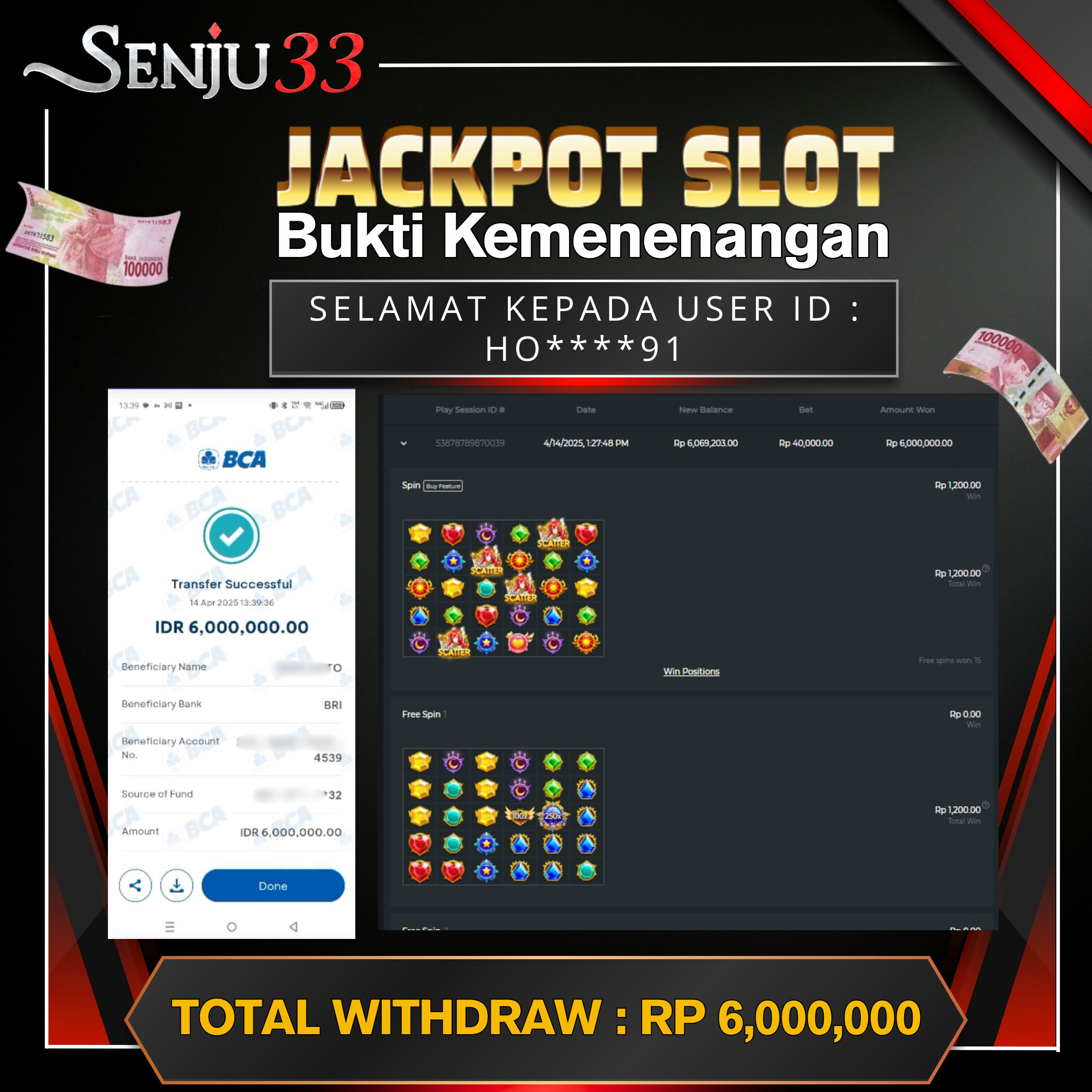 🎰 SENJU33 JACKPOT SLOT Rp. 6.000.000 LUNAS 🎉