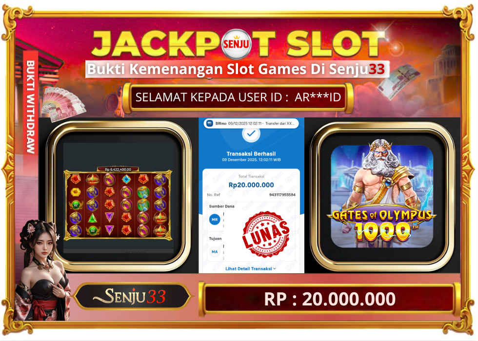 🎰 SENJU33 JACKPOT SLOT Rp. 20.000.000 LUNAS 🎉