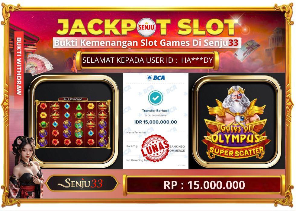 🎰 SENJU33 JACKPOT SLOT Rp. 15.000.000 LUNAS 🎉
