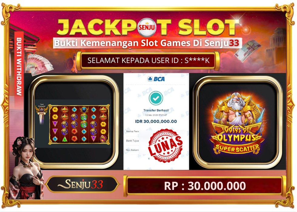 🎰 SENJU33 JACKPOT SLOT Rp. 30.000.000 LUNAS 🎉