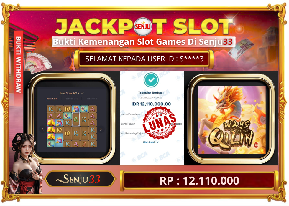 🎰 SENJU33 JACKPOT SLOT Rp. 12.110.000 LUNAS 🎉